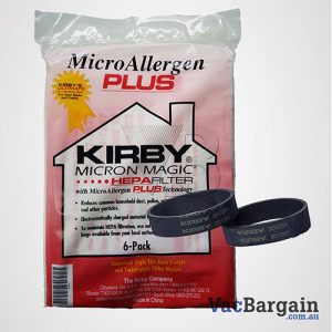 Two Genuine Kirby Belts plus Genuine Kirby's Ultimate Filtration Bags, MICRON ALLERGEN PLUS