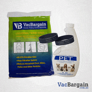 Kirby Pet Stain and Odor Remover 651ml +2 Genuine Kirby Belts + 6 VB Bags Fits All Kirby Models